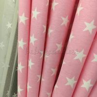 Pembe Yıldızlı Çift Kanat Çocuk Odası Fon Perde